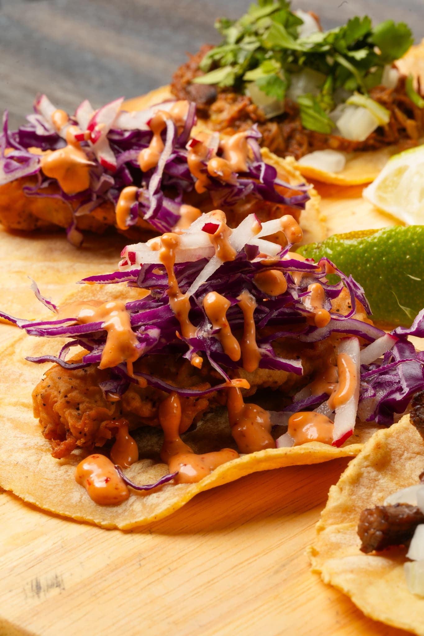 Fish taco with cabbage slaw and crema at Tiempo D' Tacos, Little Havana Mexican restaurant
